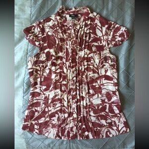 Massimo Red and White Floral Blouse